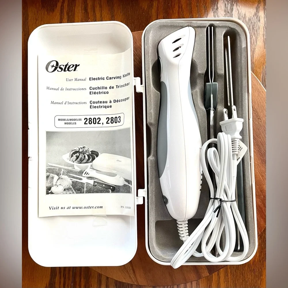 Oster Electric Carving Knife with Cutting Blade & Fork - Case Included